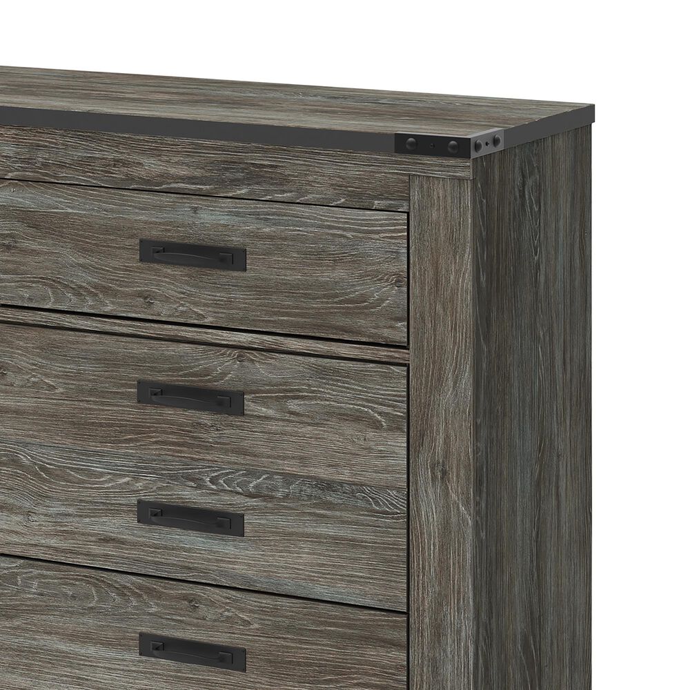 Ashley Frandern 5-Piece Twin Bookcase Storage Bedroom Set in Rustic Warm Gray, , large