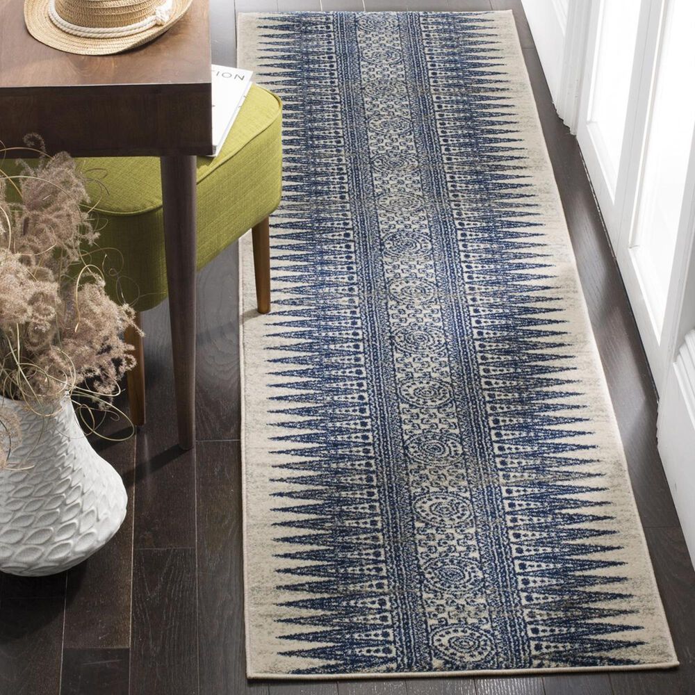 Safavieh Evoke EVK226C-29 2"2" x 9" Ivory/Blue Runner, , large
