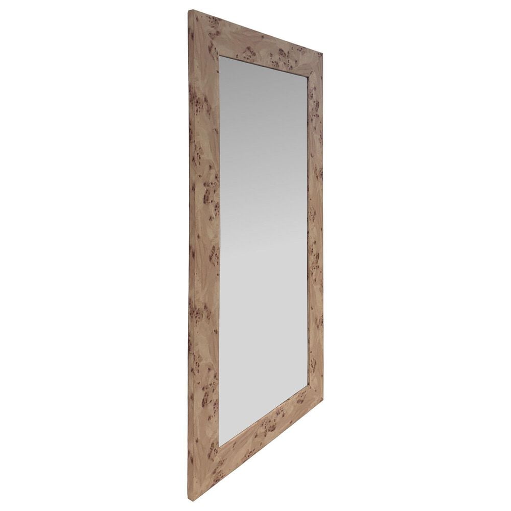 Howard Elliott Burled Rectangular Wall Mirror in Brown, , large