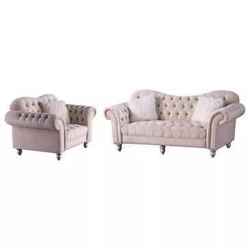 Morden Fort America 2-Piece Living Room Set in Beige Velvet, , large