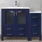 Lexora Home Volez 42" Single Bathroom Vanity in Navy Blue with 2 cm White Ceramic Top, Rectangular Sink and Side Cabinet, , large