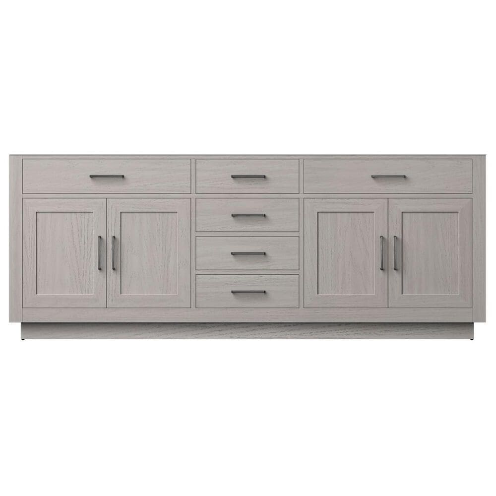 Lexora Home Abbey 84&quot; Double Bathroom Vanity in White Oak with 2 cm White Quartz Top and Rectangular Sinks, , large