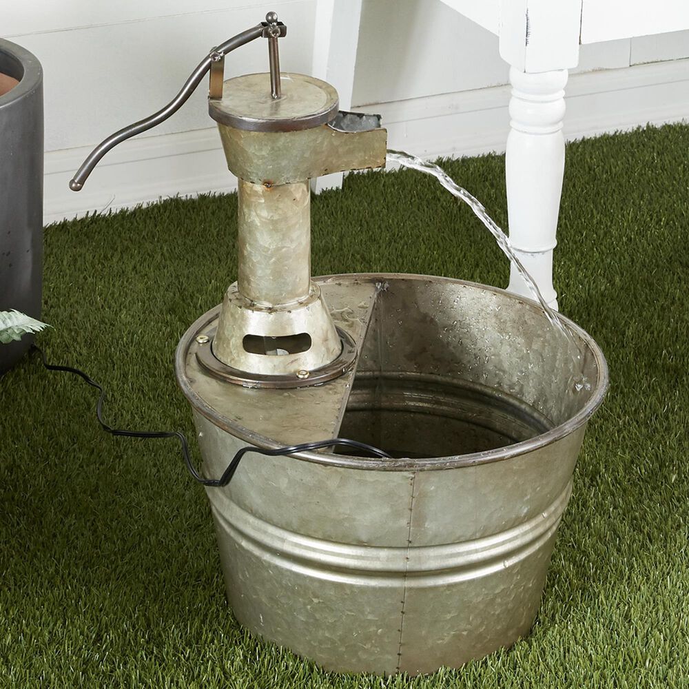 Maple and Jade Indoor/Outdoor Fountain with Pump Faucet in Galvanized Gray, Rusted Brown and Black, , large