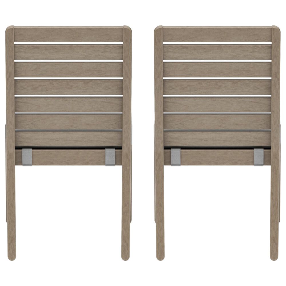 Homestyles Sustain Patio Dining Armless Chair with Gray Cushion in Stain Brown &#40;Set of 2&#41;, , large