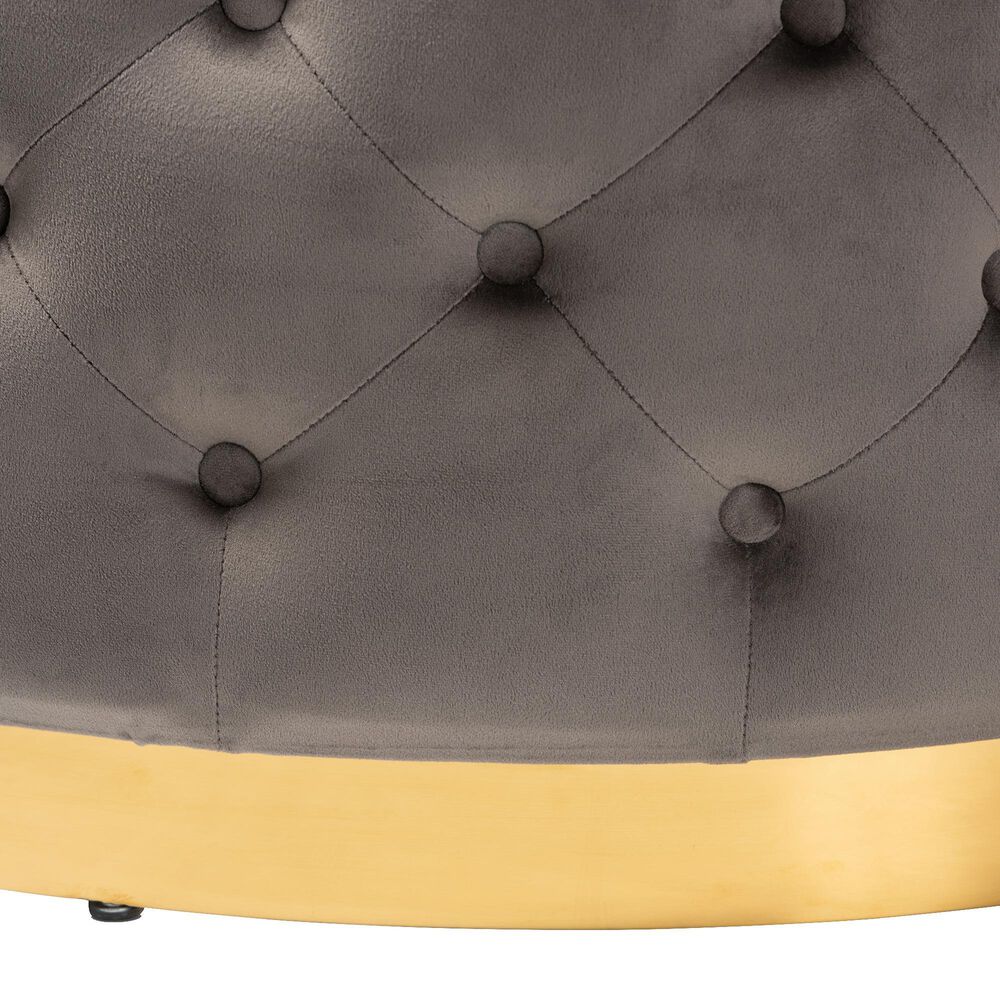 Baxton Studio Sasha Round Cocktail Ottoman in Grey, , large