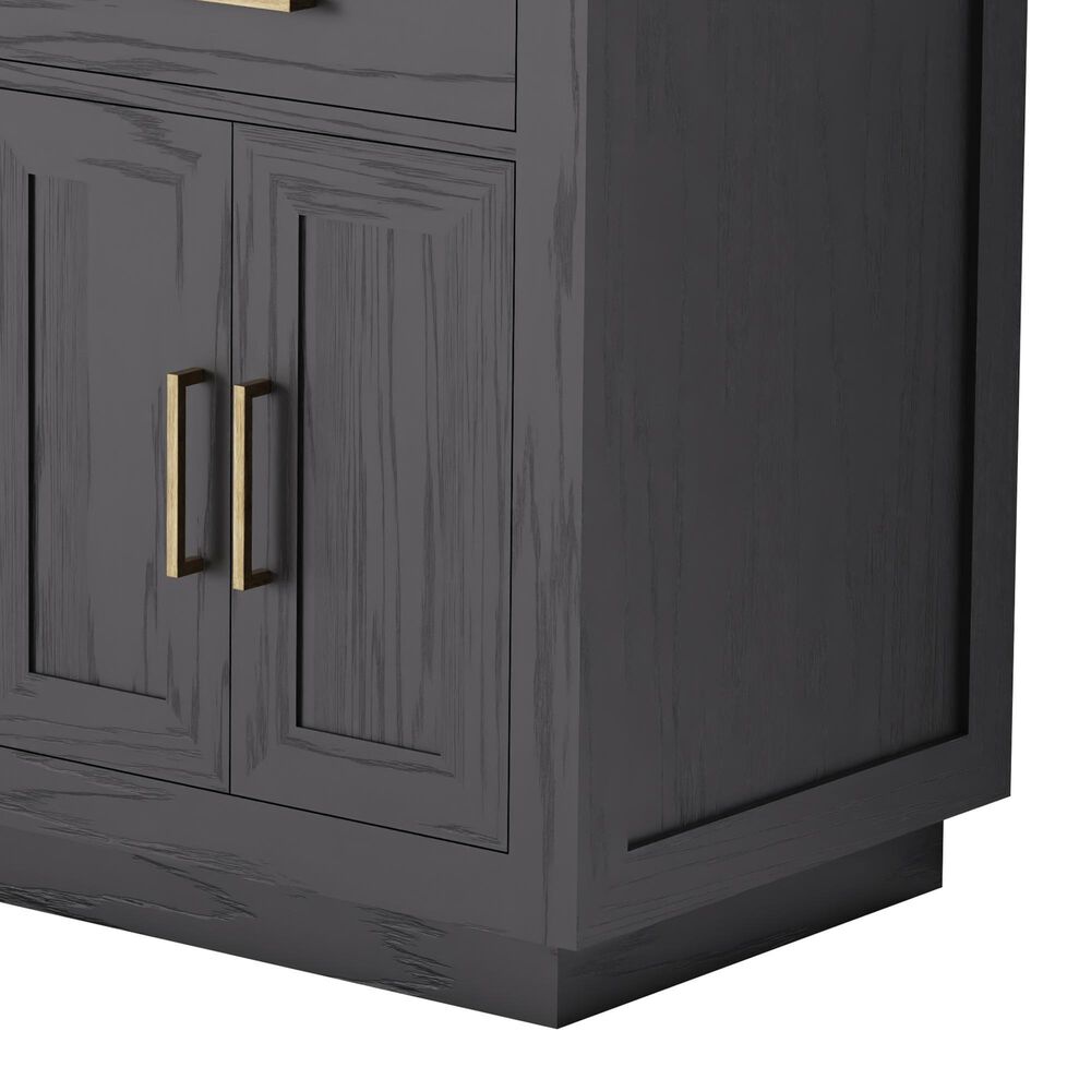 Lexora Home Abbey 60&quot; Double Bathroom Vanity in Black Oak with 2 cm White Cultured Marble Top and Rectangular Sinks, , large