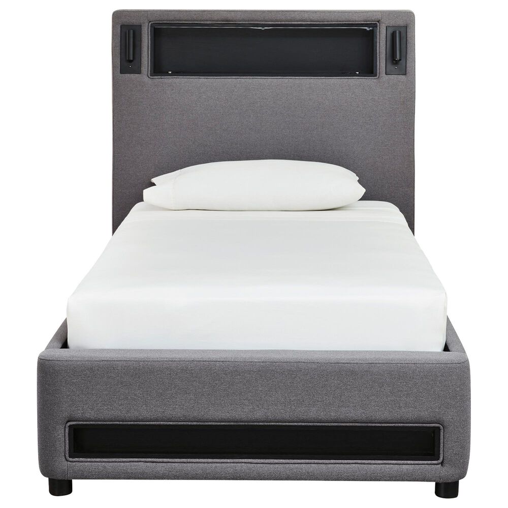 Ashley Verishaw Twin Platform Upholstered Bed in Gray, , large