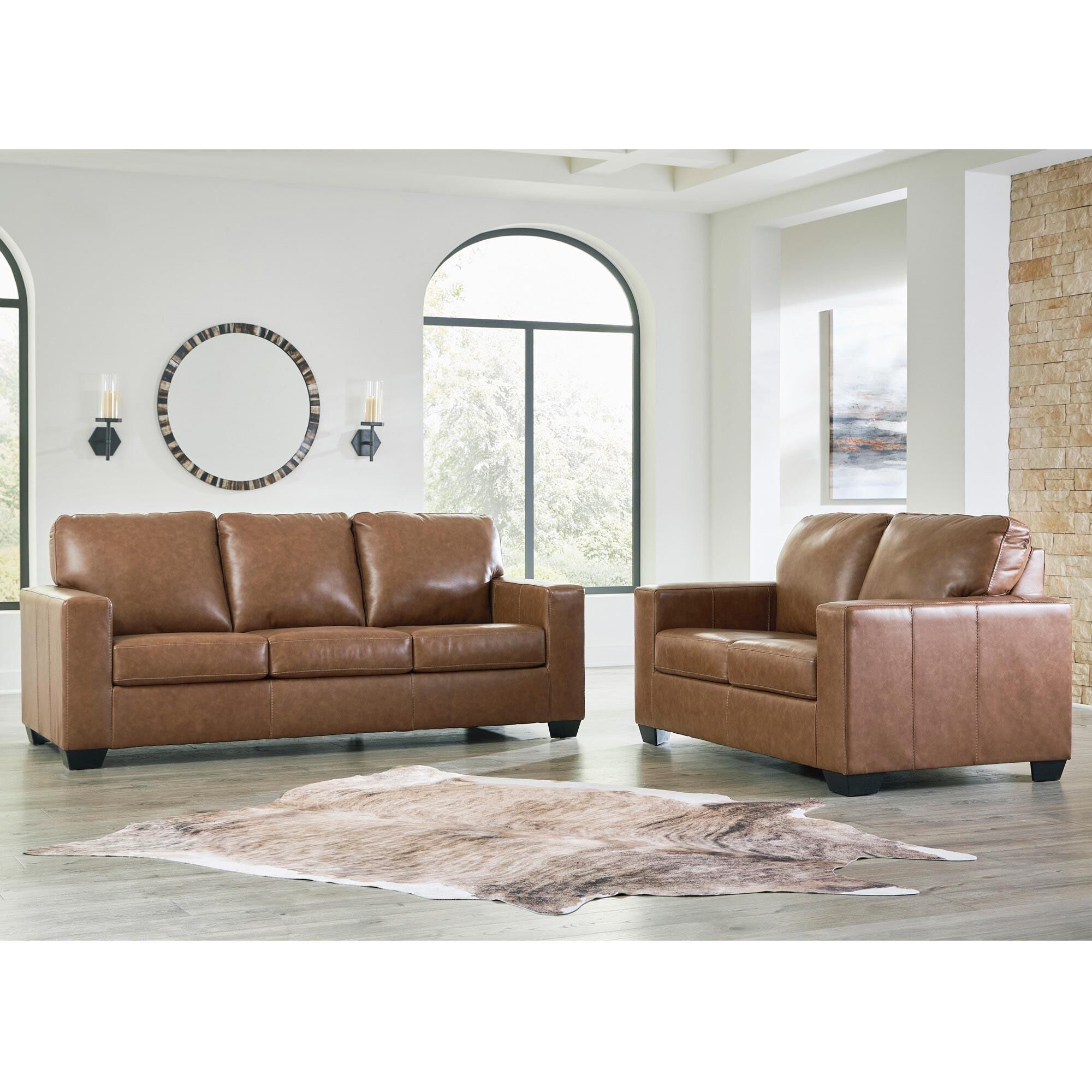 Ashley Bolsena Stationary Sofa and Loveseat Set in Caramel