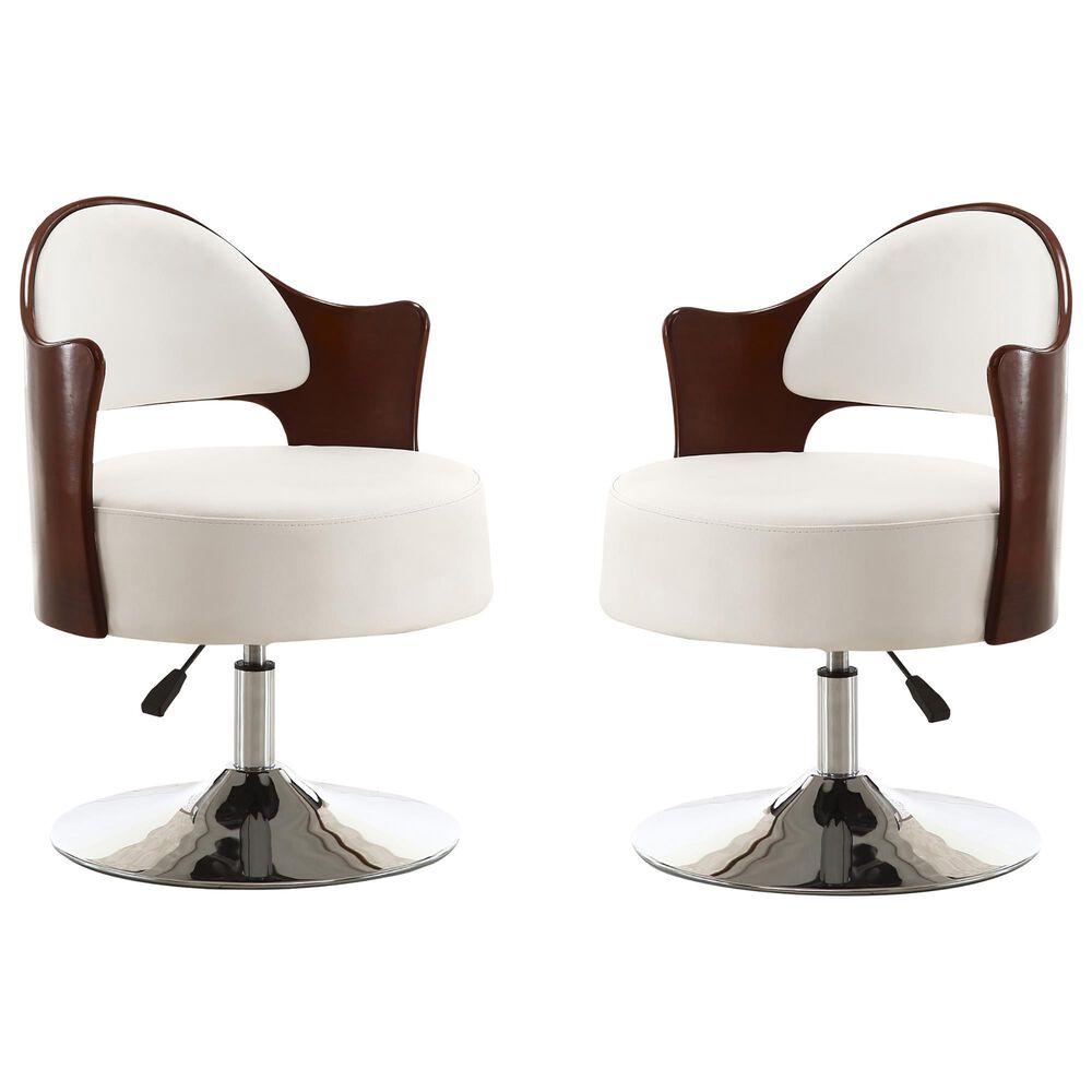Dayton Bopper Adjustable Swivel Accent Chair in White (Set of 2), , large