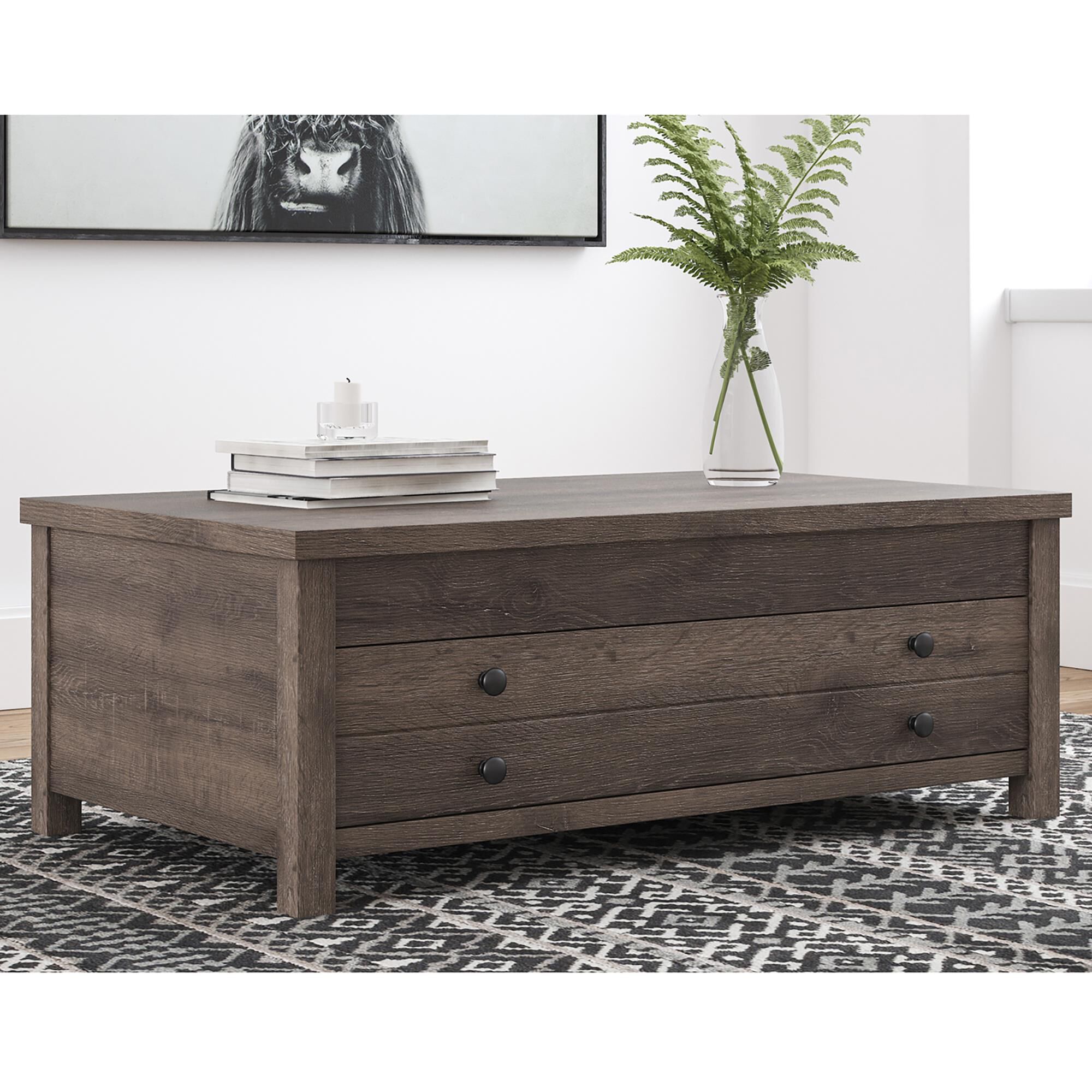 Arlenbry coffee table with lift outlet top