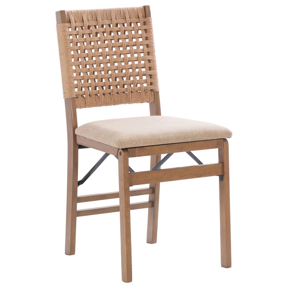 Linon Home Decor Norwich Woven Folding Chair in Natural, , large