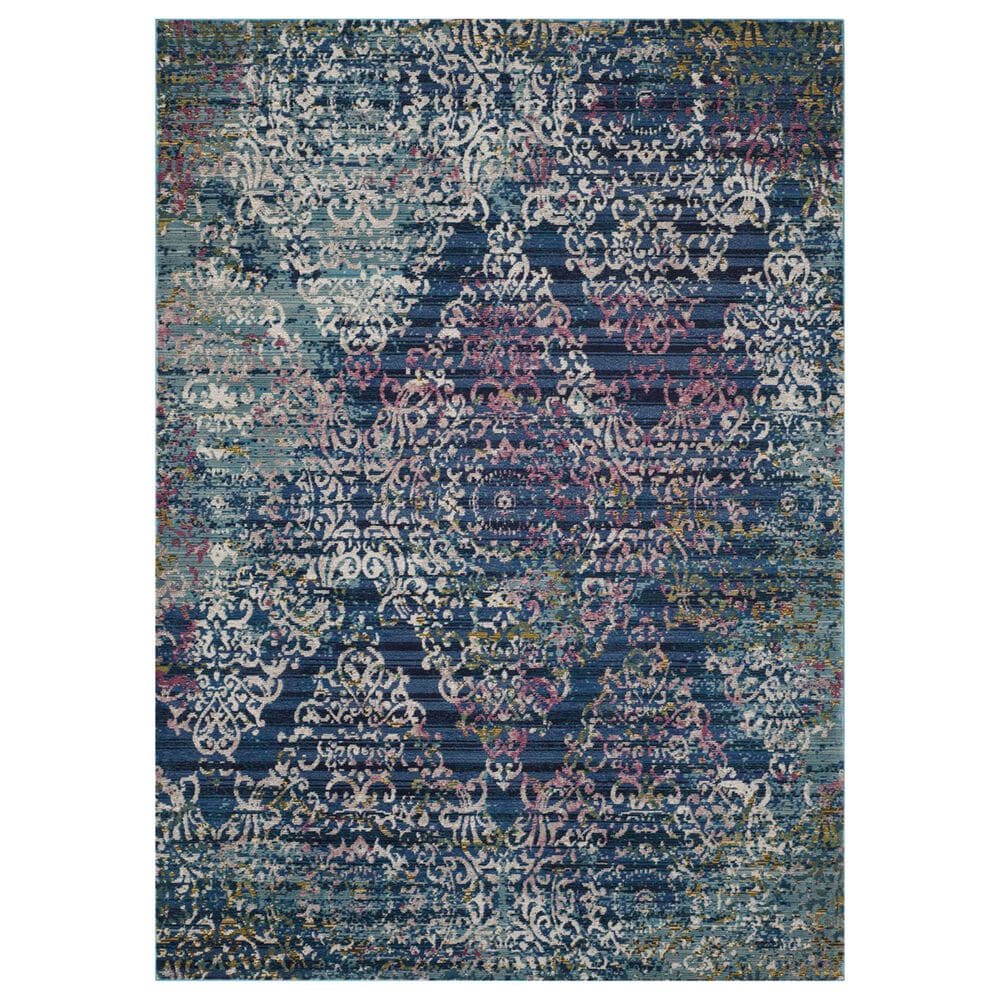 Safavieh Aria Damask 5"1" x 7"6" Blue and Multicolor Area Rug, , large