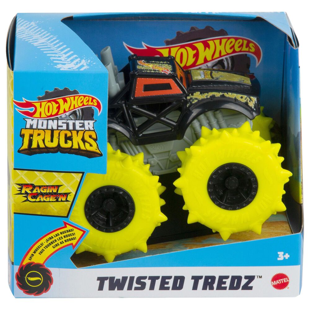 Hot Wheels Monster Trucks Twisted Tredz Ragin Cagen Vehicle in Black, , large