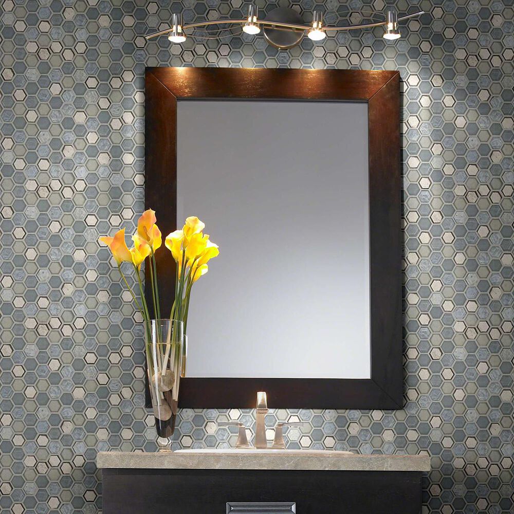Shaw Molten Hexagon Pewter 11.49" x 11.02" Glass Mosaic Sheet, , large