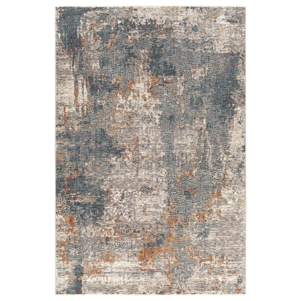Surya Cardiff CDF-2305 Medium Gray, Light Blue, Mustard, Dark Blue, Dusty Pink and Rust 5&#39; x 7&#39;5&quot; Area Rug, , large