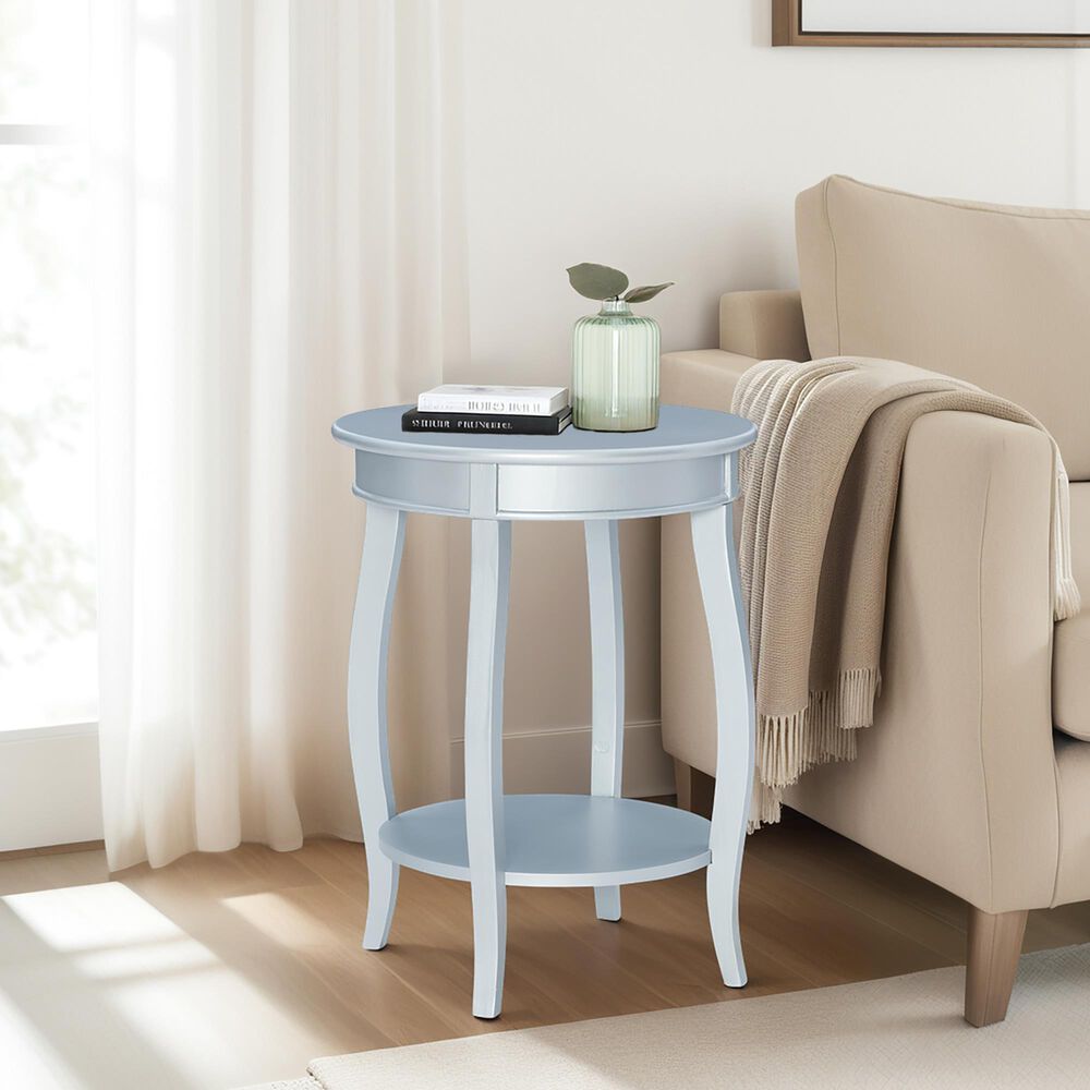 Linon Home Decor Rainbow Round Side Table in Silver, , large