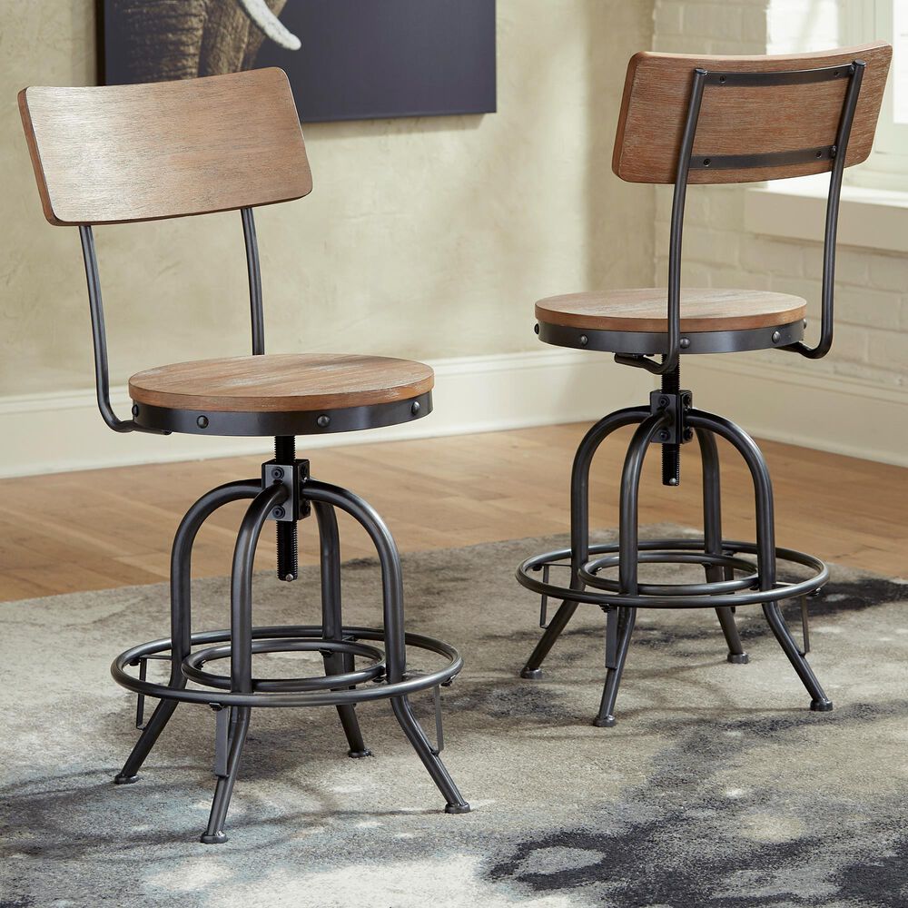 Signature Design by Ashley Pinnadel Swivel Stool in Grayish Brown (Set of 2), , large