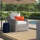 Hearth and Haven Outdoor Armchair with Curved Armrests and Gray Wicker in Cream, , large
