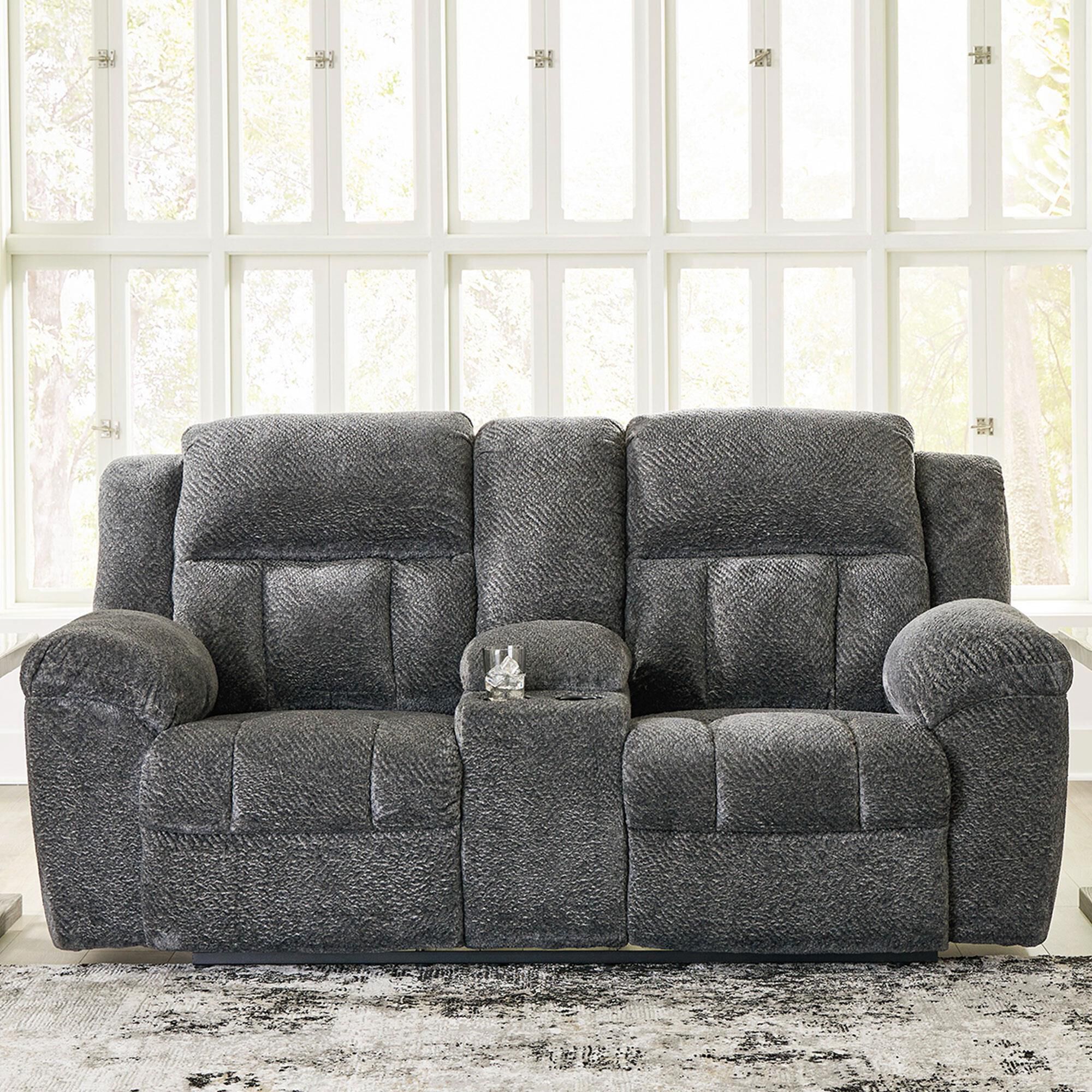 Ashley Frohn Manual Reclining Loveseat in Graphite