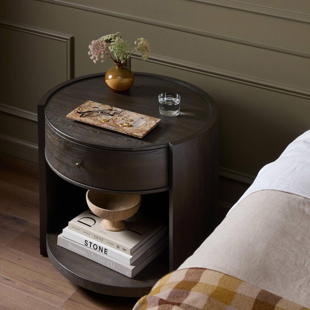 Four Hands Bode 1 Drawer Nightstand in Smoked Black, , large