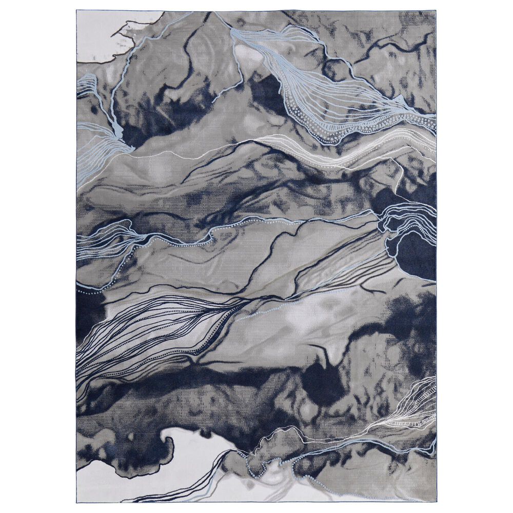 Feizy Gaspar 5"2" x 7"2" Gray and Blue Area Rug, , large