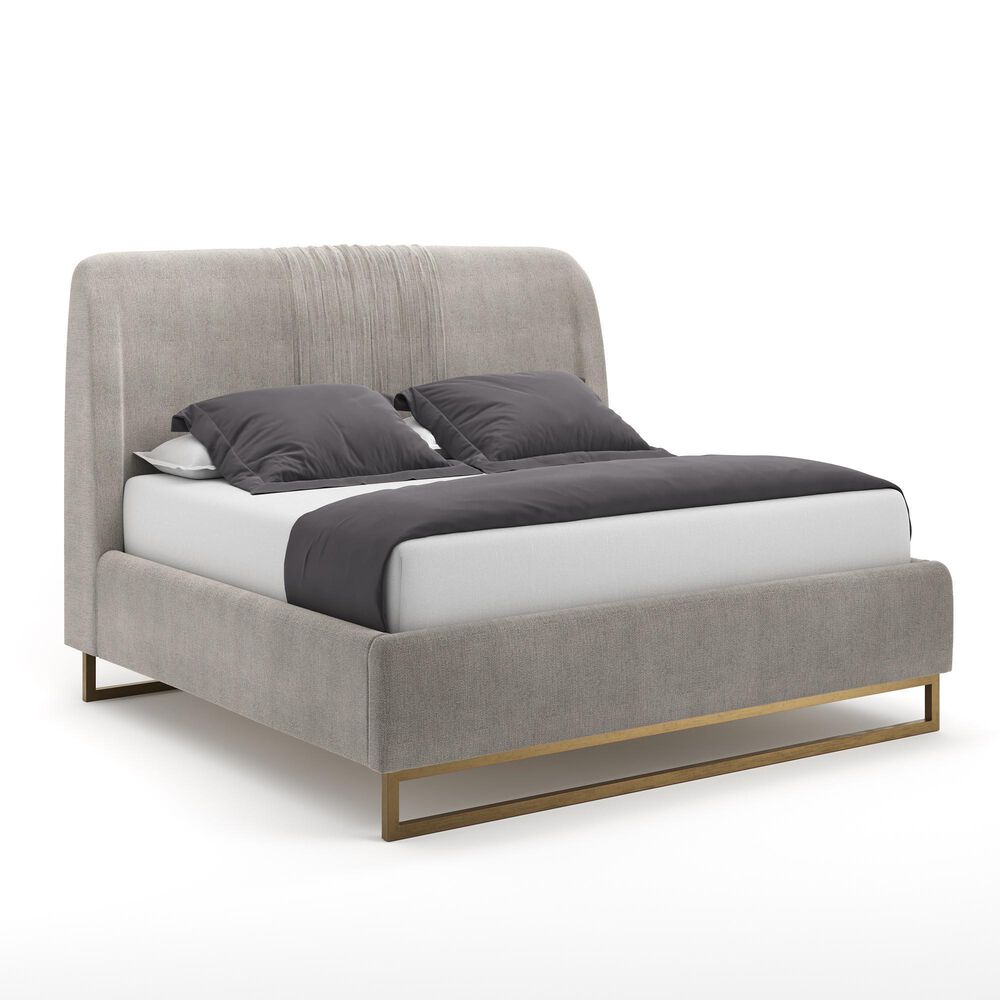 37B Mixt Nevin King Platform Bed with Antique Brass Legs in Polo Club Stone, , large