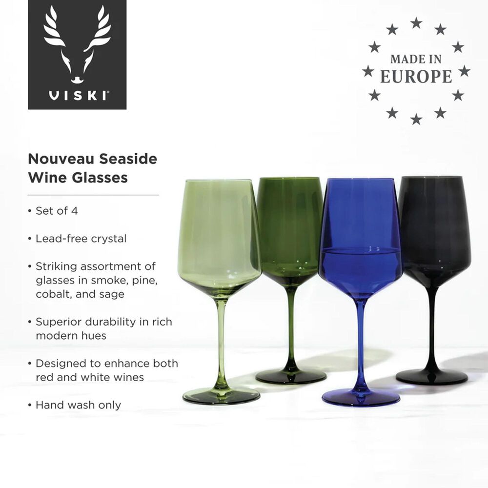 True Brands Reserve Nouveau Crystal Wine Glasses in Seaside &#40;Set of 4&#41;, , large