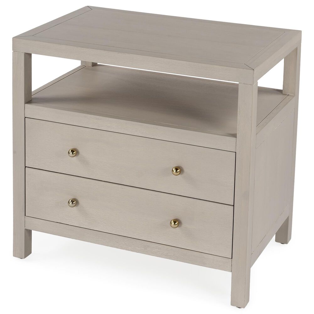 Butler Specialty Company Nora 2-Drawer Wide Nightstand with Open Shelf in Antique Taupe, , large