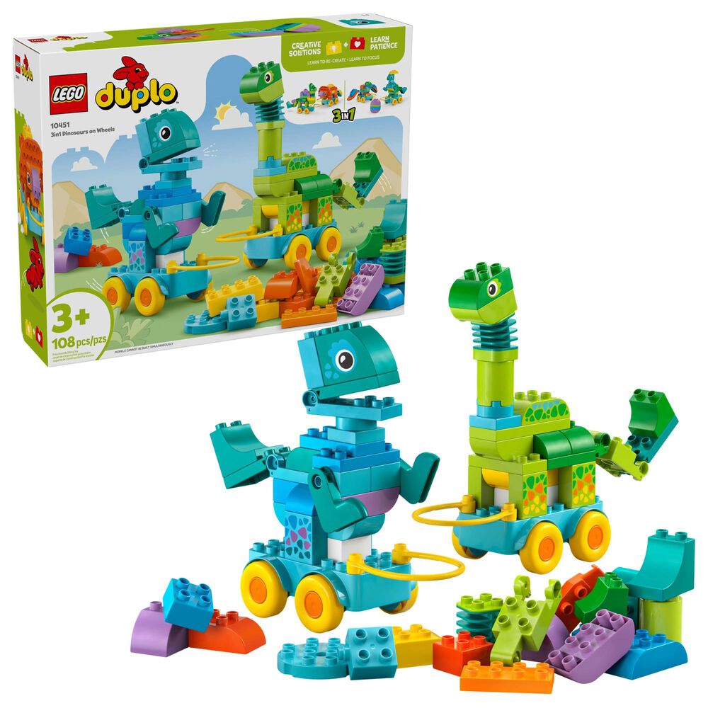 LEGO Duplo 3-In-1 Dinosaurs on Wheels Building Set, , large