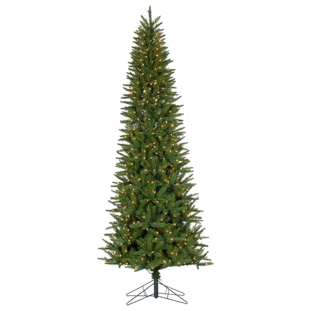 The Gerson Company 9" Pre-Lit Artificial Natural Cut Narrow Northern Spruce with White Lights in Green, , large