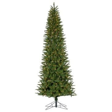 The Gerson Company 9" Pre-Lit Artificial Natural Cut Narrow Northern Spruce with White Lights in Green, , large