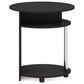 HOMLUX Oval End Table with Bookshelf in Americano and Chrome, , large