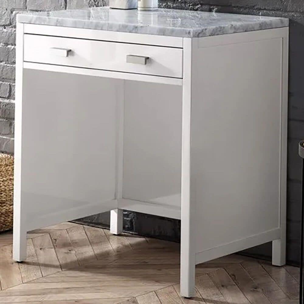 James Martin Vanities Addison 30" Makeup Vanity in Glossy White with 3 cm Carrara White Marble Top, , large