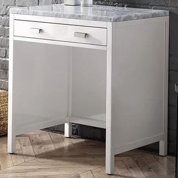 James Martin Vanities Addison 30" Makeup Vanity in Glossy White with 3 cm Carrara White Marble Top, , large
