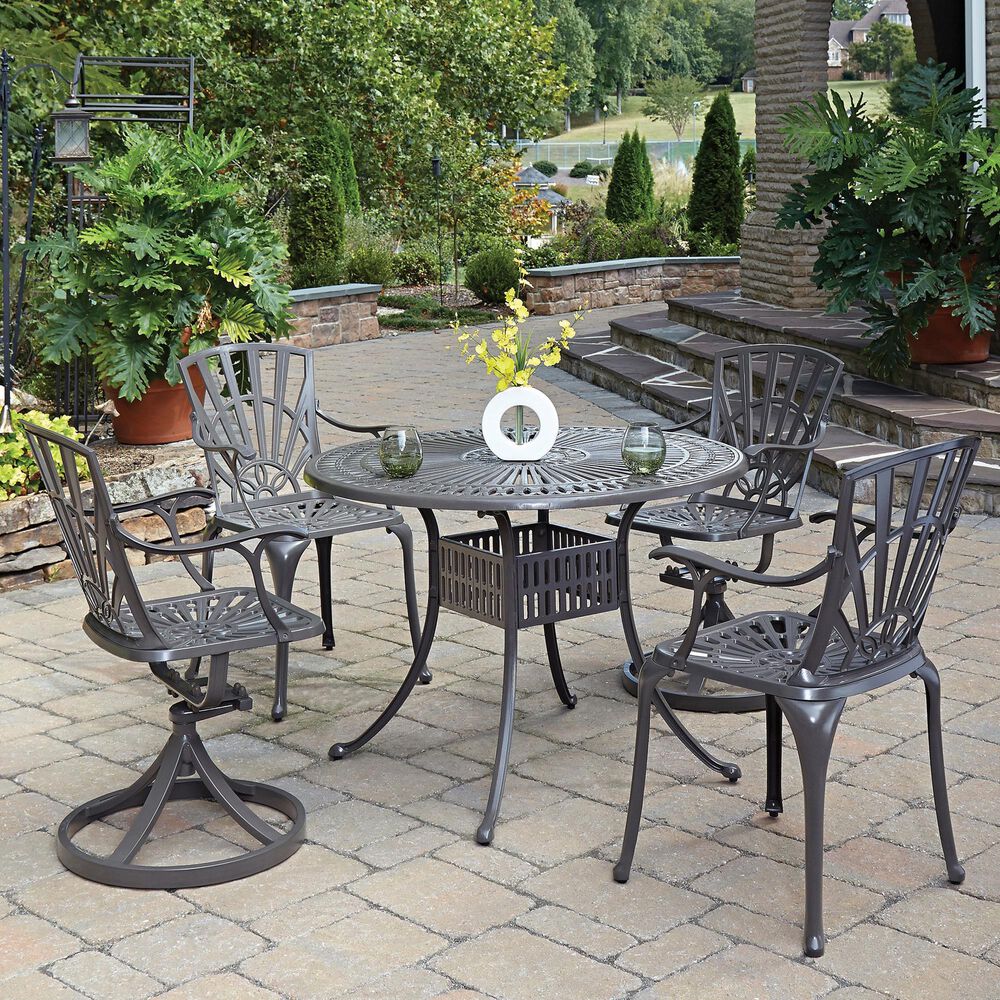 Home Styles Grenada 5-Piece 42 in Dining Set with Two Swivel Chairs and without Cushions in Taupe, , large