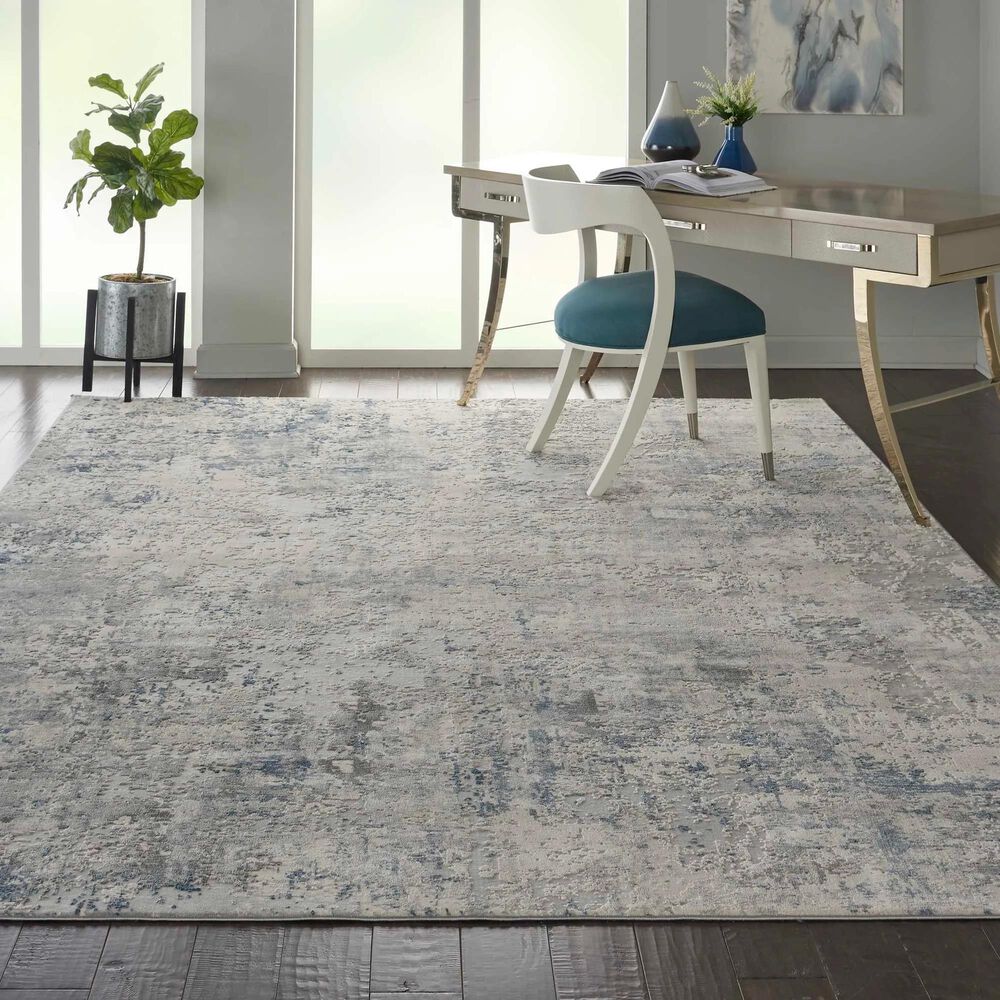 Nourison Rustic Textures 7&#39;10&quot; x 10&#39;6&quot; Ivory and Grey-Blue Area Rug, , large