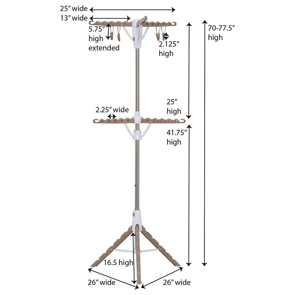 Household Essentials 2-Tier Tripod Clothes Drying Rack in Tan, , large