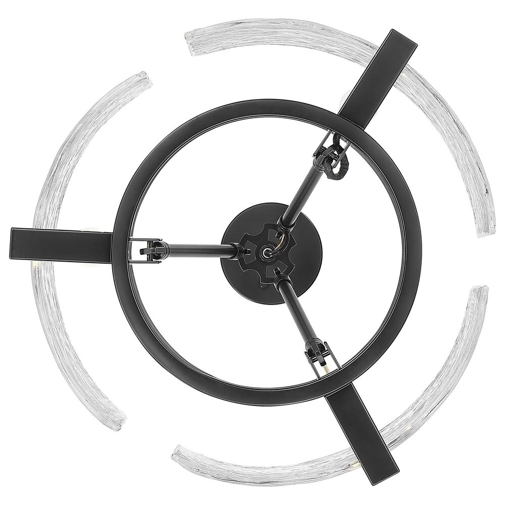 Golden Lighting Aenon 3-Light Wide Chandelier with Hammered Water Glass Shade in Matte Black, , large