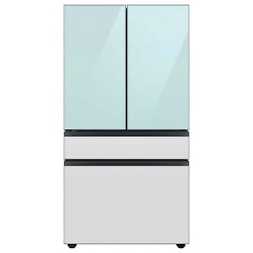 Samsung Bespoke 29 Cu. Ft. 4-Door French Door Refrigerator with Beverage Center in Morning Blue Glass Top Panel with White Glass Middle and Bottom Panels, , large