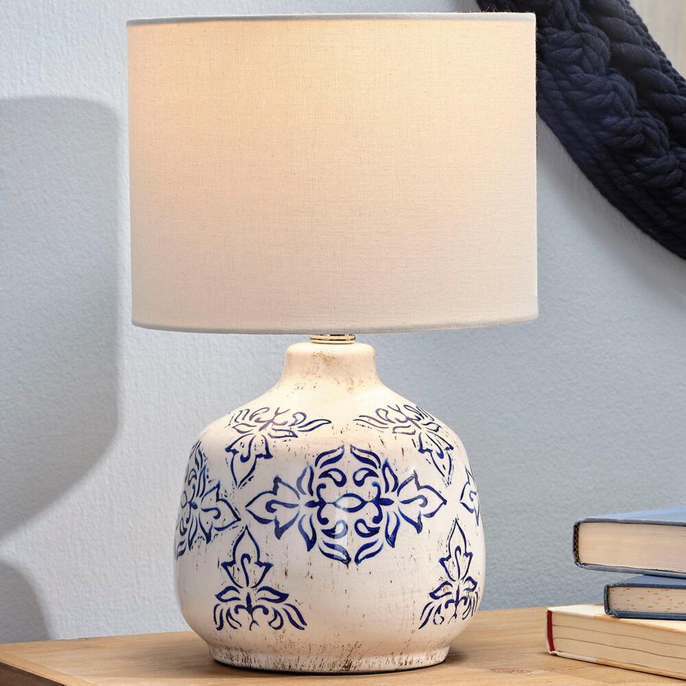Splendor Living Milfordon Table Lamp in Distressed White and Blue, , large