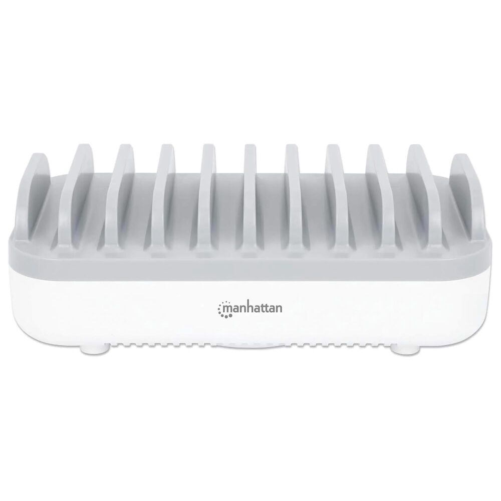 Manhattan 10-Port USB Charging Station in White and Gray, , large