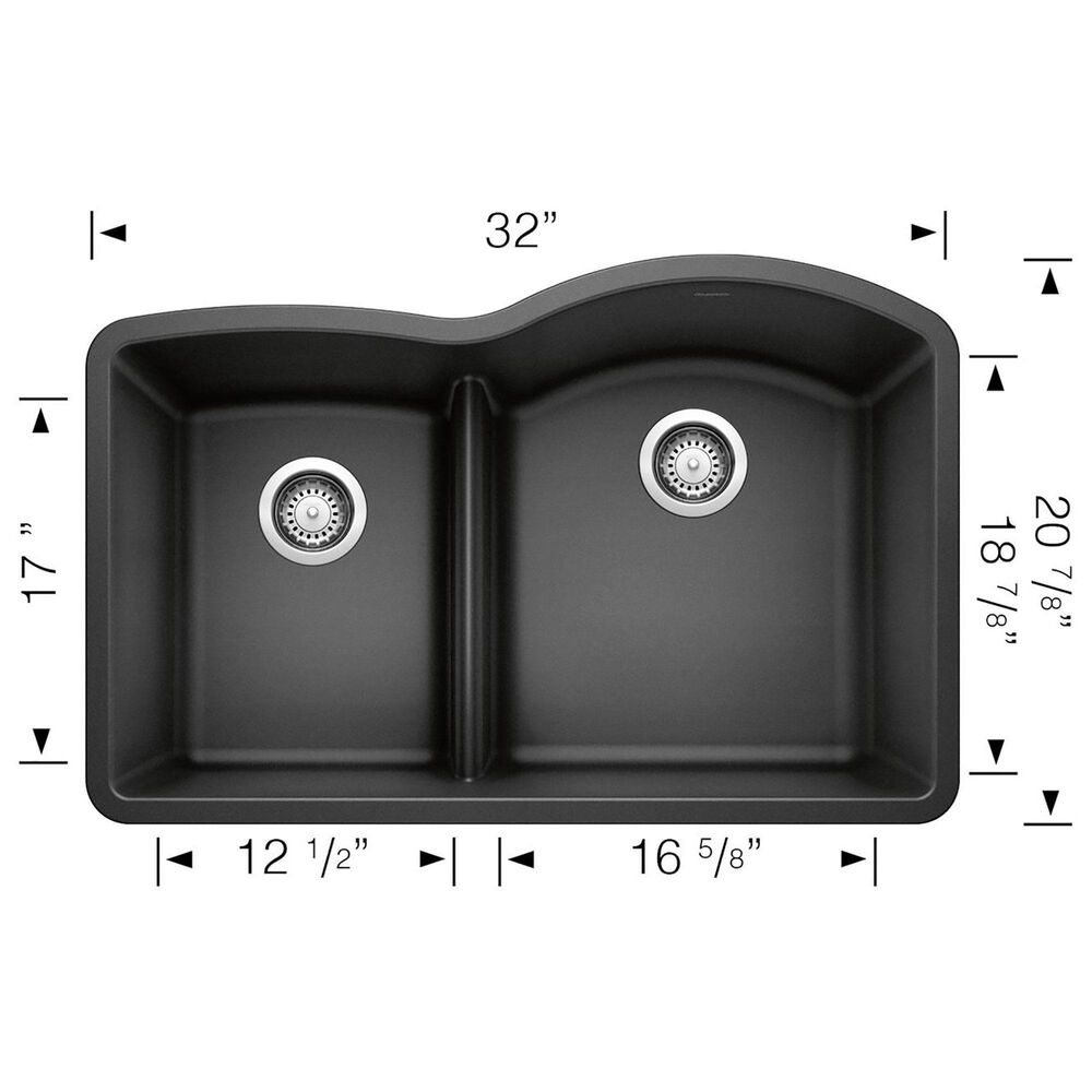 Blanco Diamond 1-3/4 Reverse Double Bowl Low Divide Kitchen Sink in Soft White, , large
