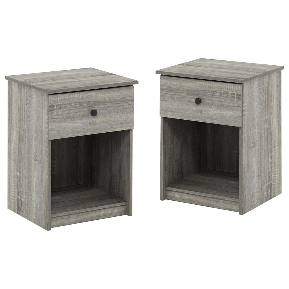 HOMLUX 1-Drawer Modern Nightstand with Knob Handle in French Oak Grey (Set of 2), , large