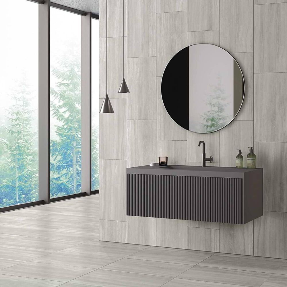 Soho Studio Zenit Grigio Chiaro Gray 12" x 24" Travertine Look Matte Porcelain Tile, , large