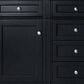 James Martin Vanities Brittany 60" Double Bathroom Vanity in Black Onyx with 3 cm Parisien Bleu Quartz Top and Rectangular Sinks, , large