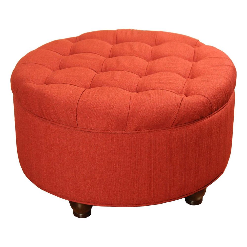Kinfine Button Tufted Storage Ottoman in Red, , large