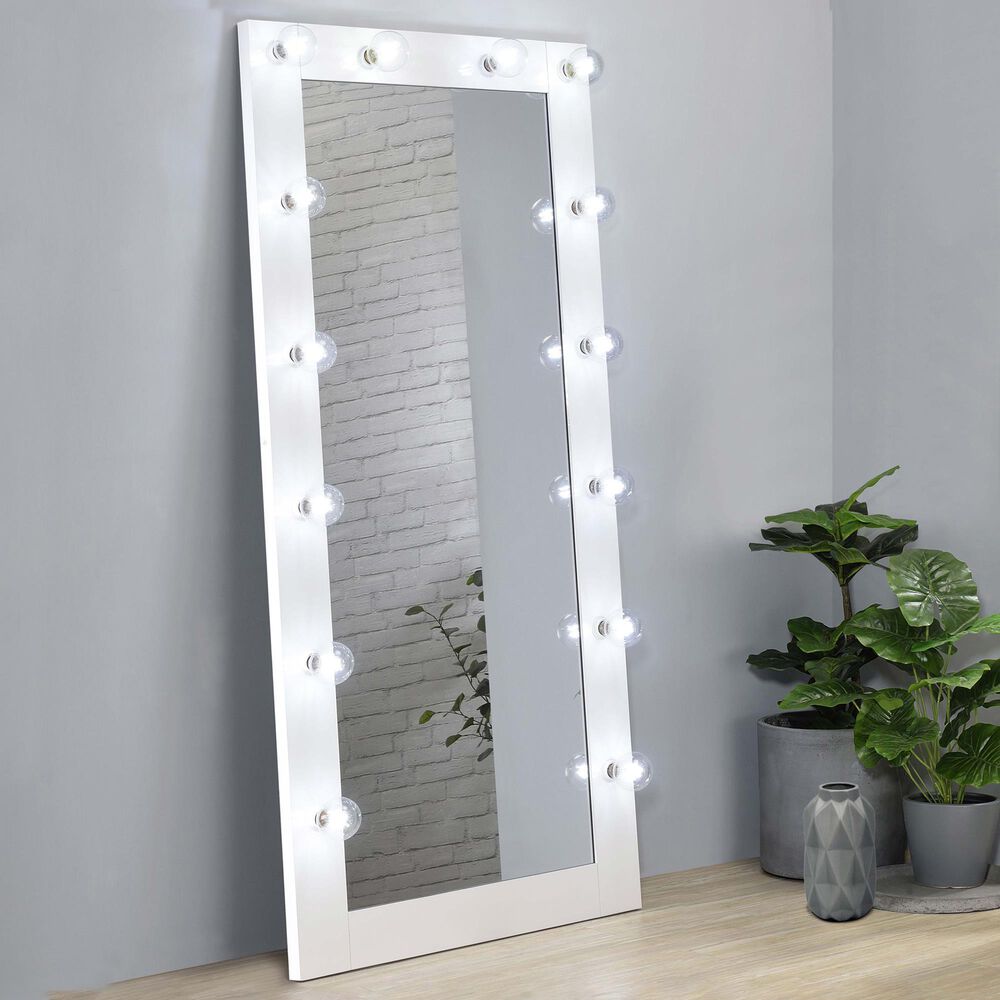Coaster Zayan Floor Mirror in White Gloss, , large