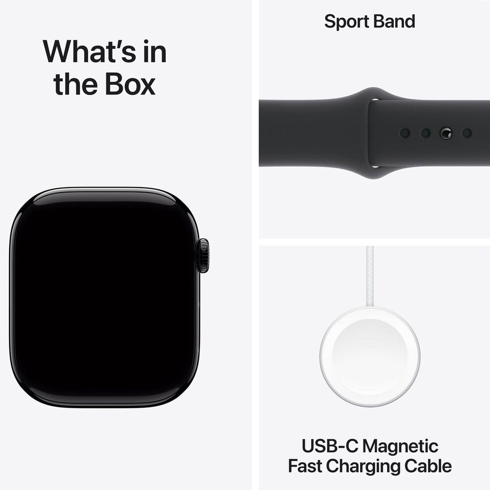 Apple Watch Series 10 GPS 46mm Jet Black Aluminum Case with Black Sport Band - M/L, , large