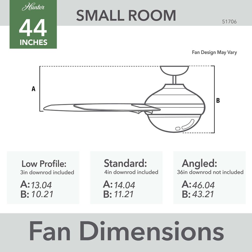 Hunter Erling 44&quot; Ceiling Fan with LED Light in Burnished Brass, , large
