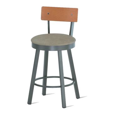 Amisco Lauren 30" Swivel Stool with Wood Backrest, , large